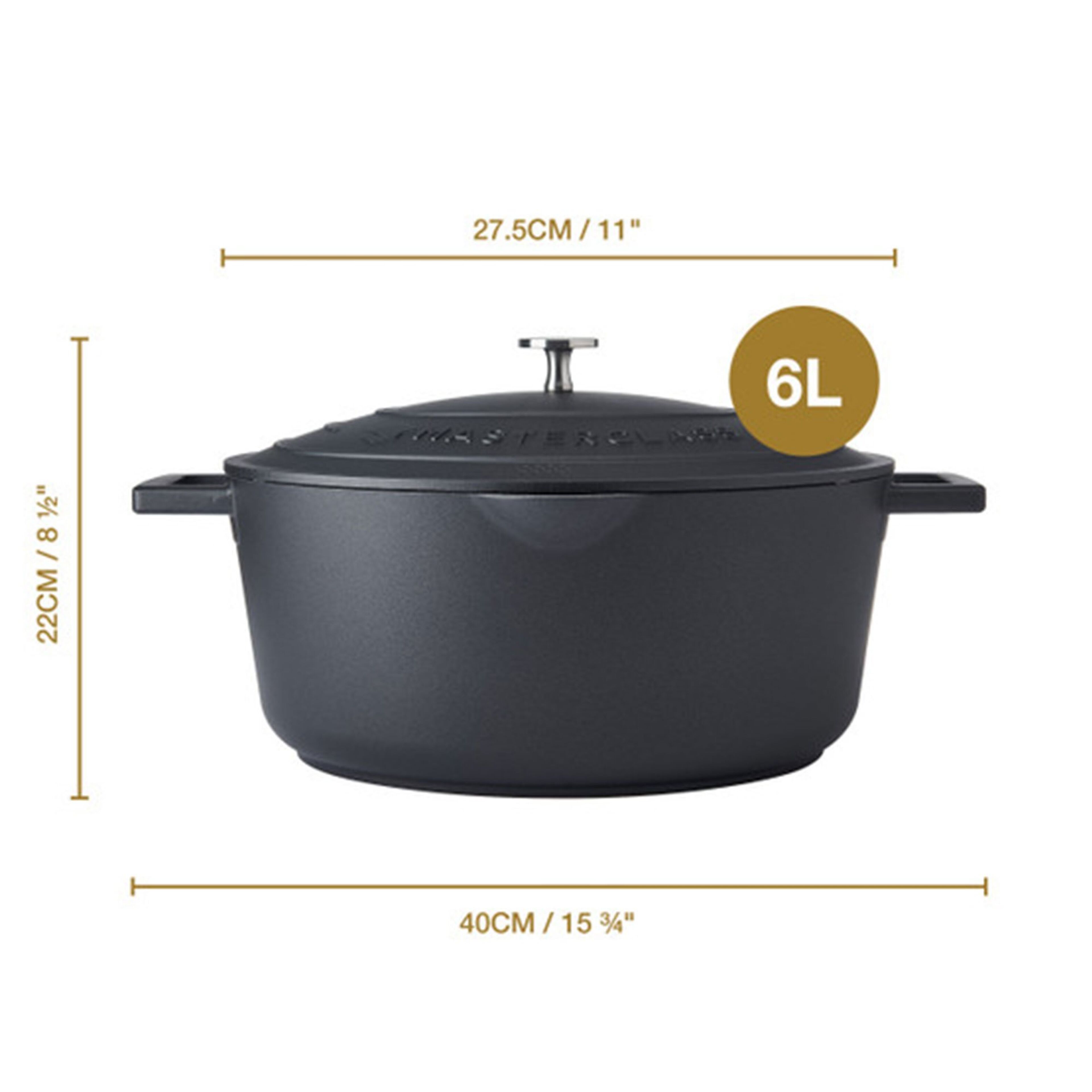 Gryde oval 6 liter, mattsort