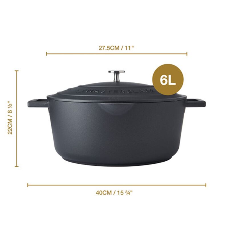 Gryde oval 6 liter, mattsort