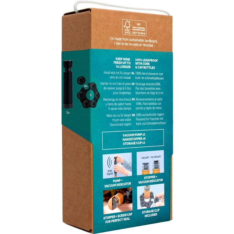 Vakuumforsegler for vin + 6 stoppers