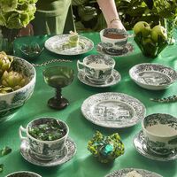 Heritage Green Italian morgenmadskop med underkop 28 cl, grøn/hvid