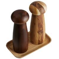 Raw kvarnset + bricka, teak/dark wood