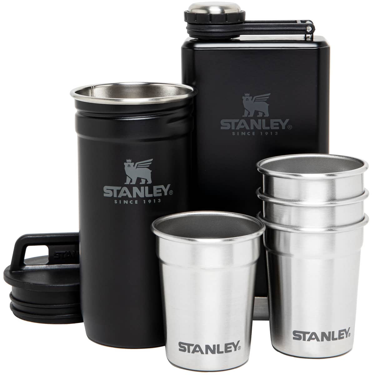 The Pre-Party Shotglass + flask set, svart