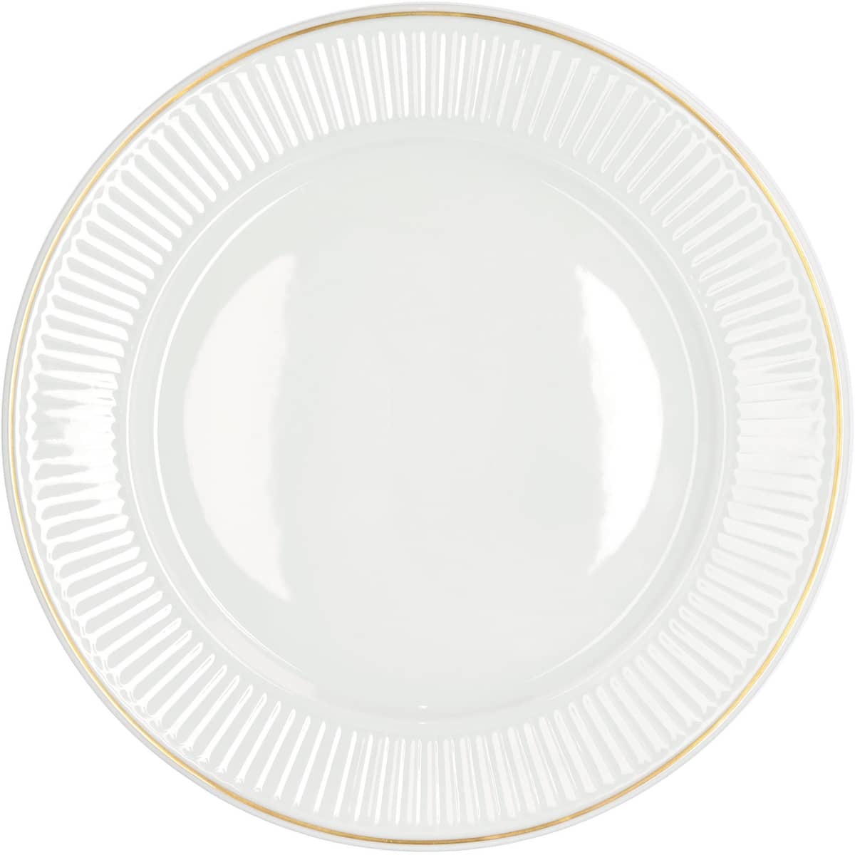 Plissé tallerken 22 cm, hvid/guld