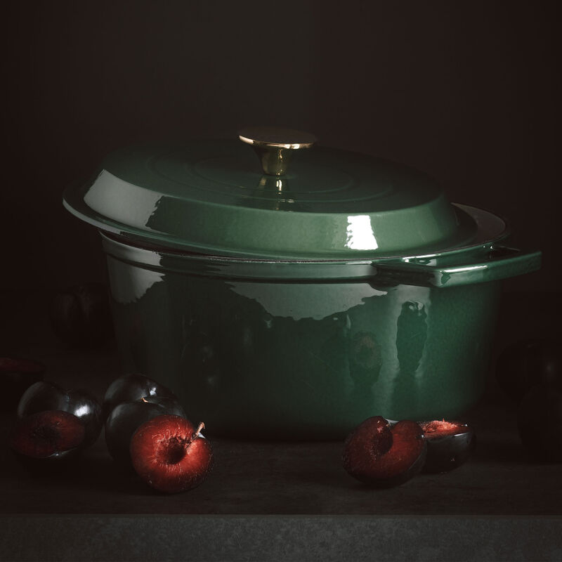 Gjutjärnsgryta 5,0L, mörkgrön