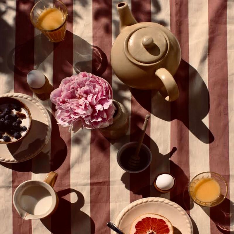 Irene dækkeserviet 330x145 cm, terrakotta/gul