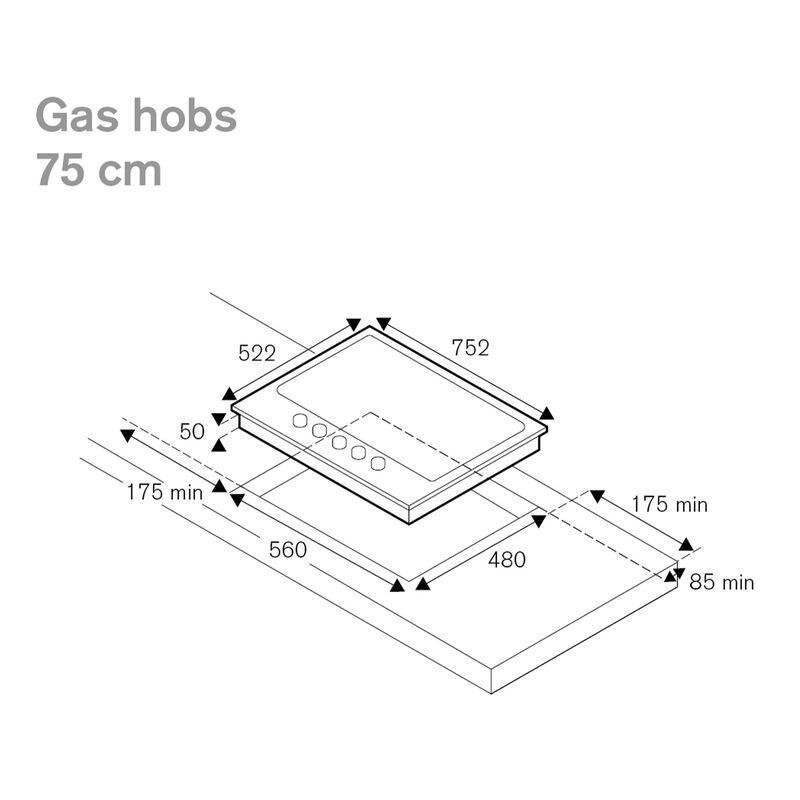 Modern P755CMODNE gasskoketopp 75 cm, matt svart