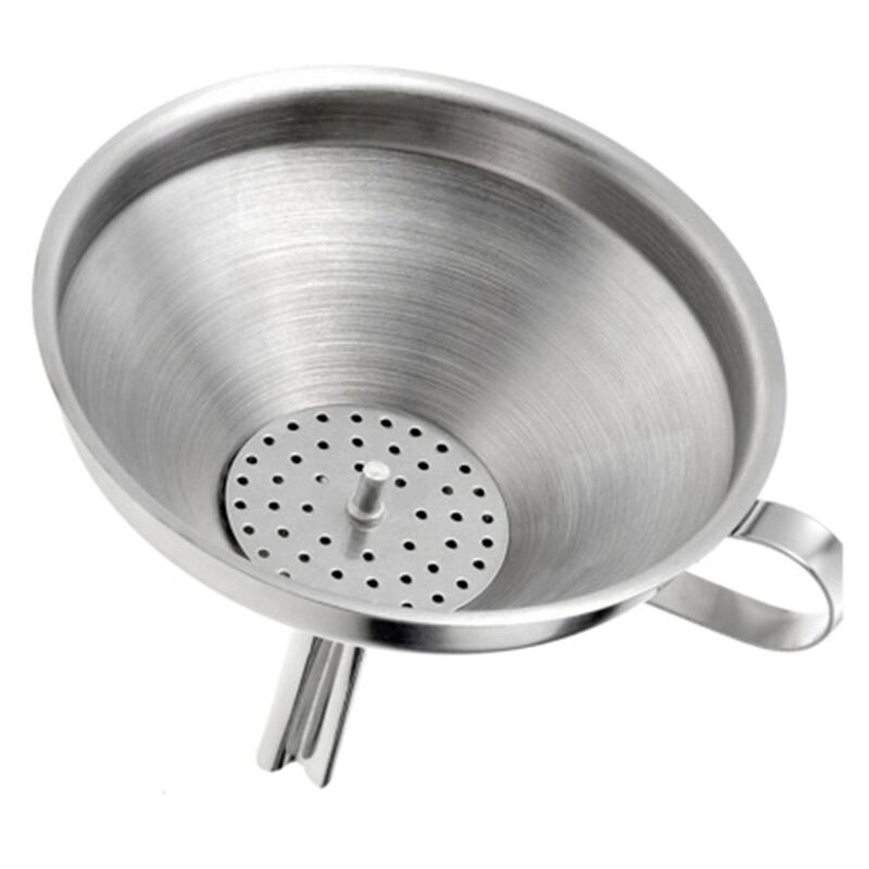 Tratt med avtagbar sil, rostfritt stål