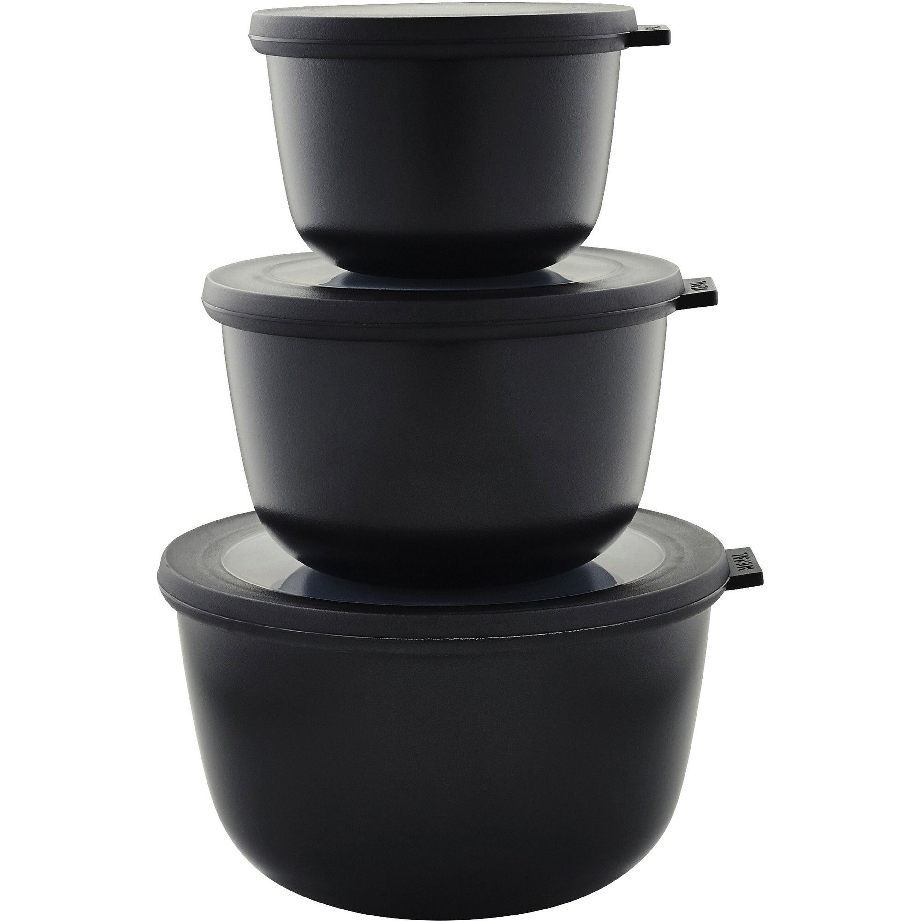 Skålset med Lock 3 st Hög Cirqula Svart