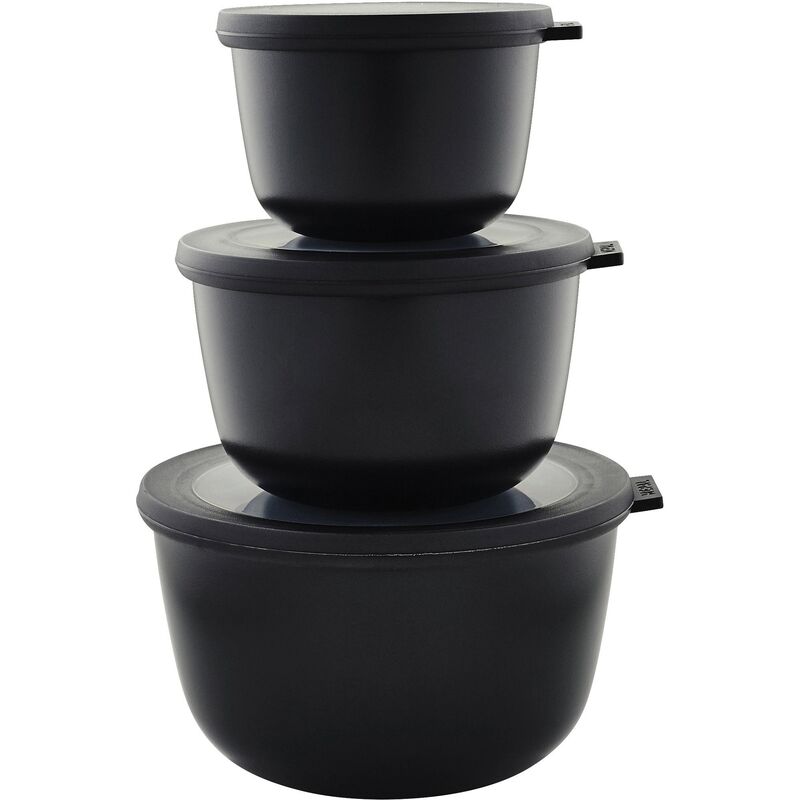 Skålset med Lock 3 st Hög Cirqula Svart