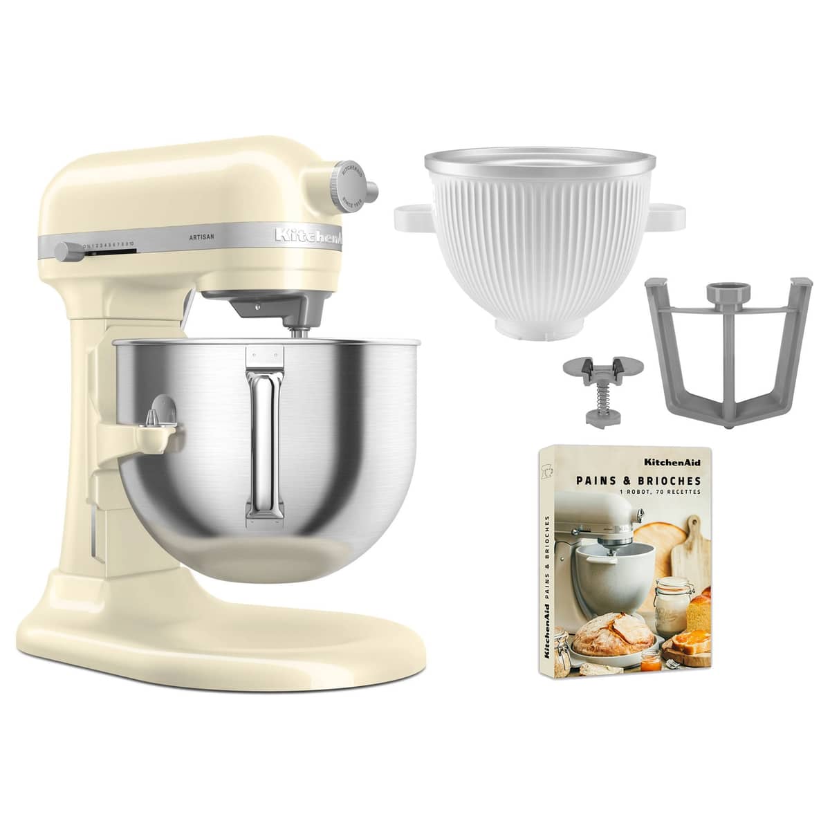 Artisan 5KSM70SHXE köksmaskin 6,6 liter + 5KSMICM Ice Cream Maker, almond cream