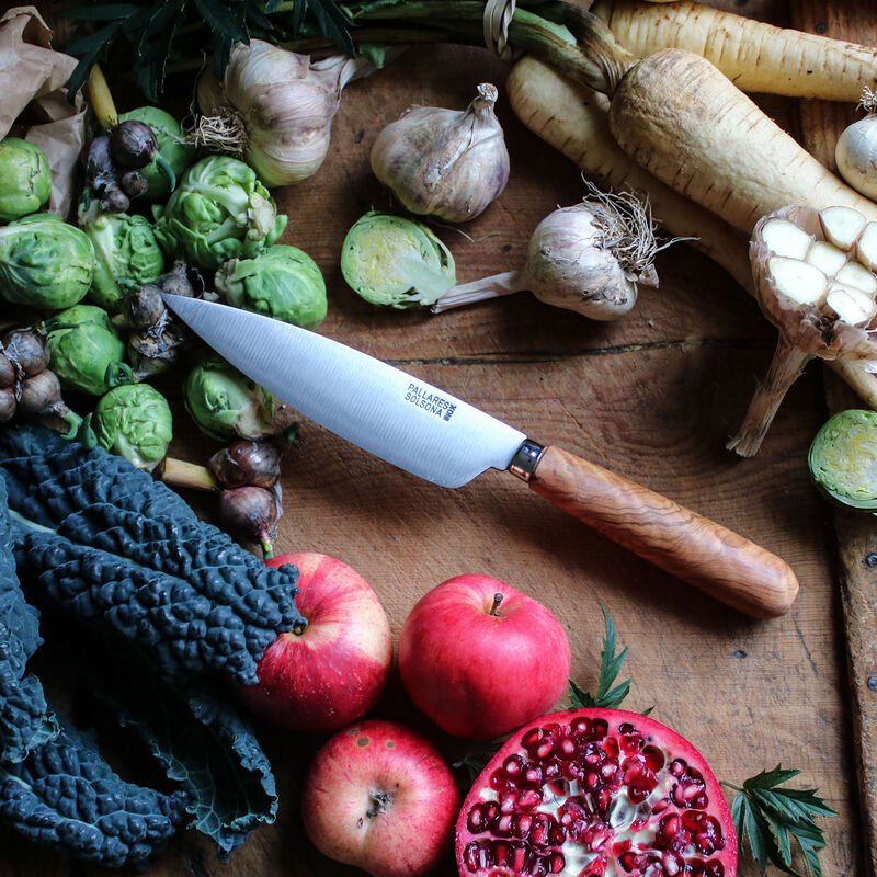 Kjøkkenkniv 13 cm, rustfritt stål/oliventre