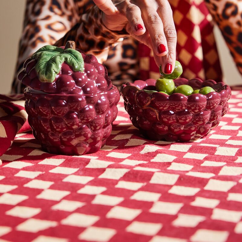 Love bordsduk 150x280 cm, röd/sand