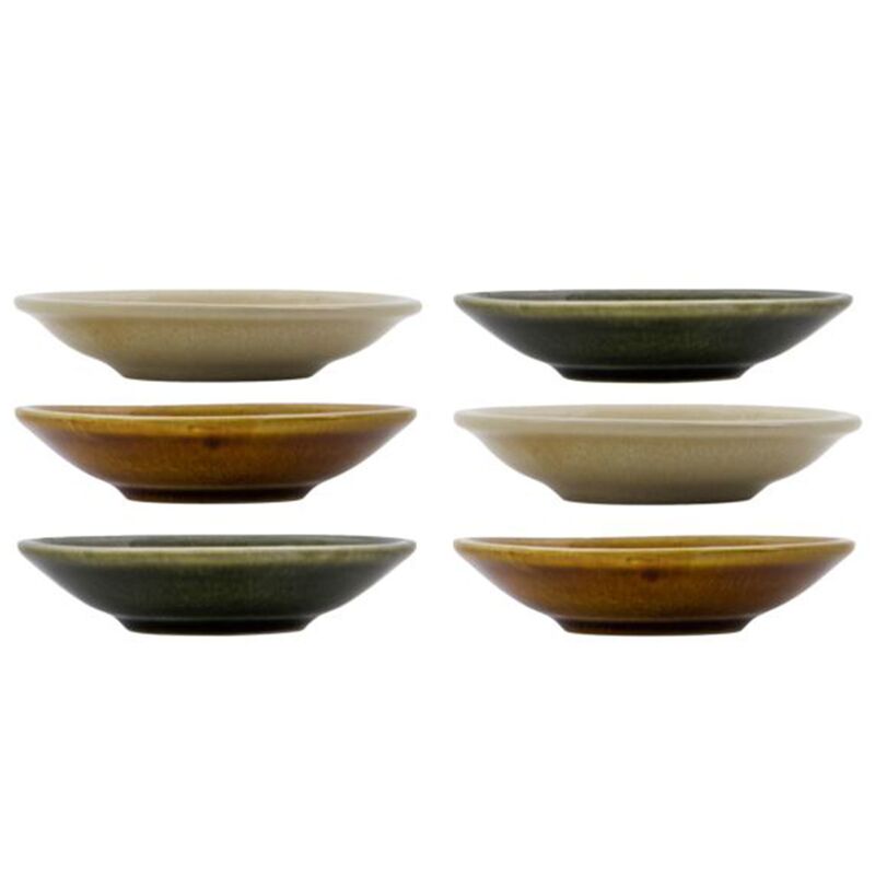 Hala skål grøn/gul/mocha 6 stk.