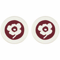Unikko tallerken 25 cm 2 stk, hvit/cherry