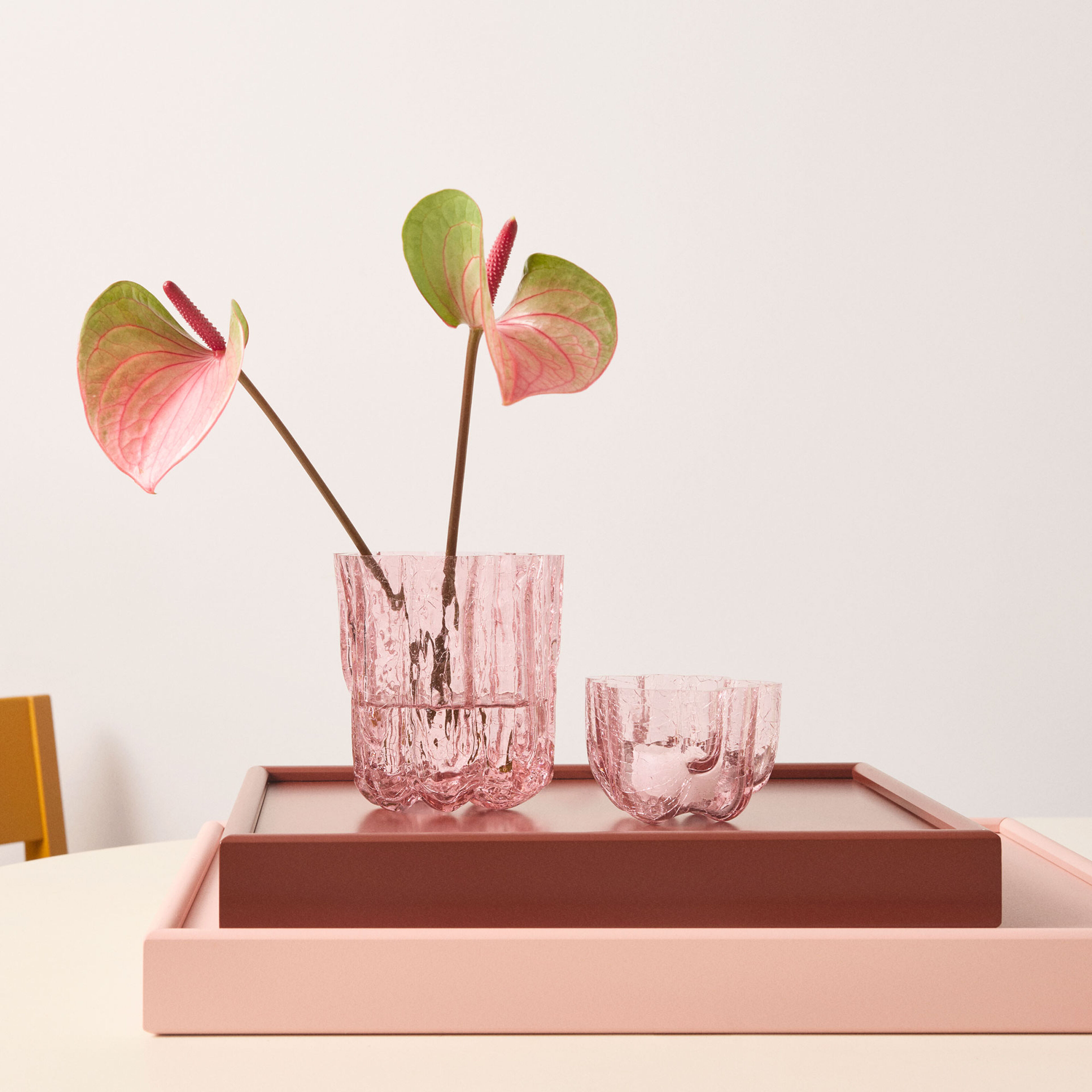 Crackle Ljuslykta 5,8 cm, rosa