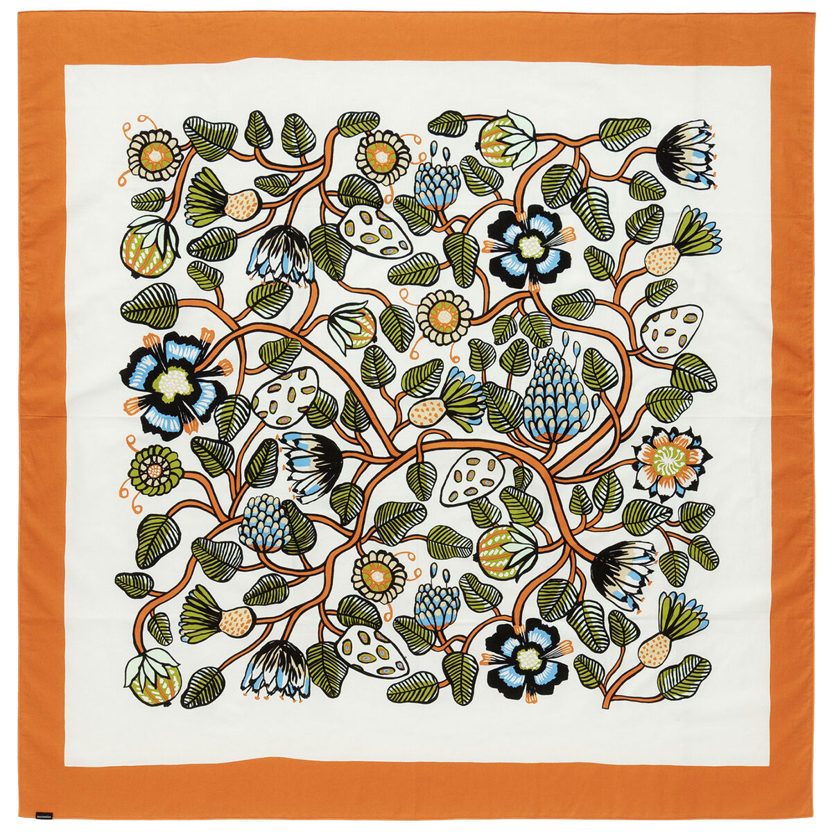 Marimekko Tiara pöytäliina 140x140 cm, hiekka/vihreä/oranssi