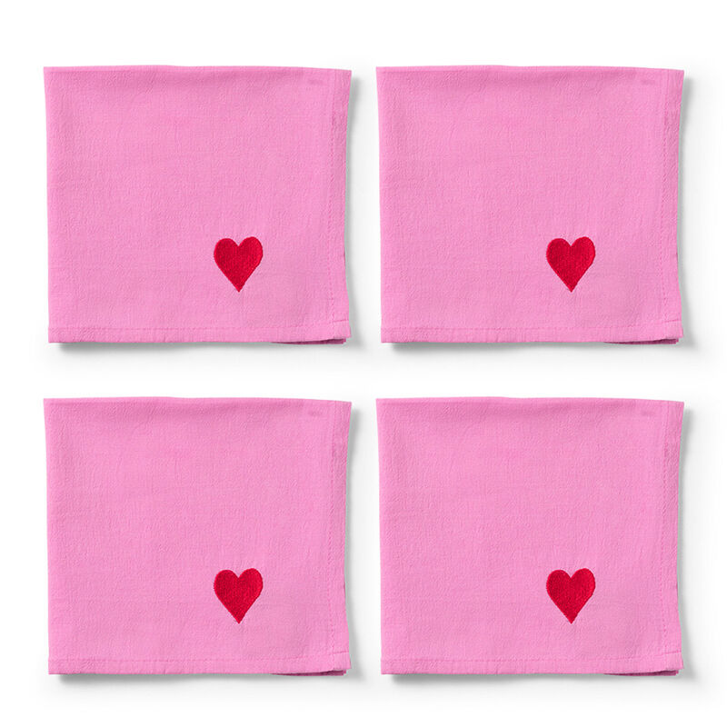 Midnatt Pink Hearts serviett 40×40 cm 4-pakning, rosa