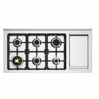 Bertazzoni HER126G2EXT Heritage Gaskomfur 120 cm med dobbeltovn og 6 brændere, rustfrit stål