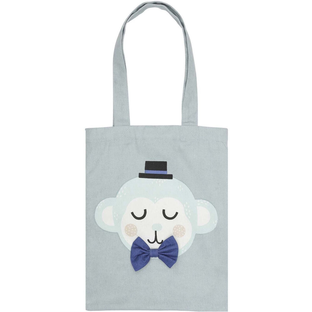Totebag 25x32 Monty monkey teal