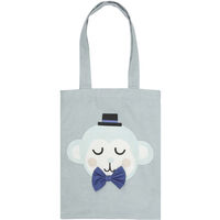Totebag 25x32 Monty monkey teal