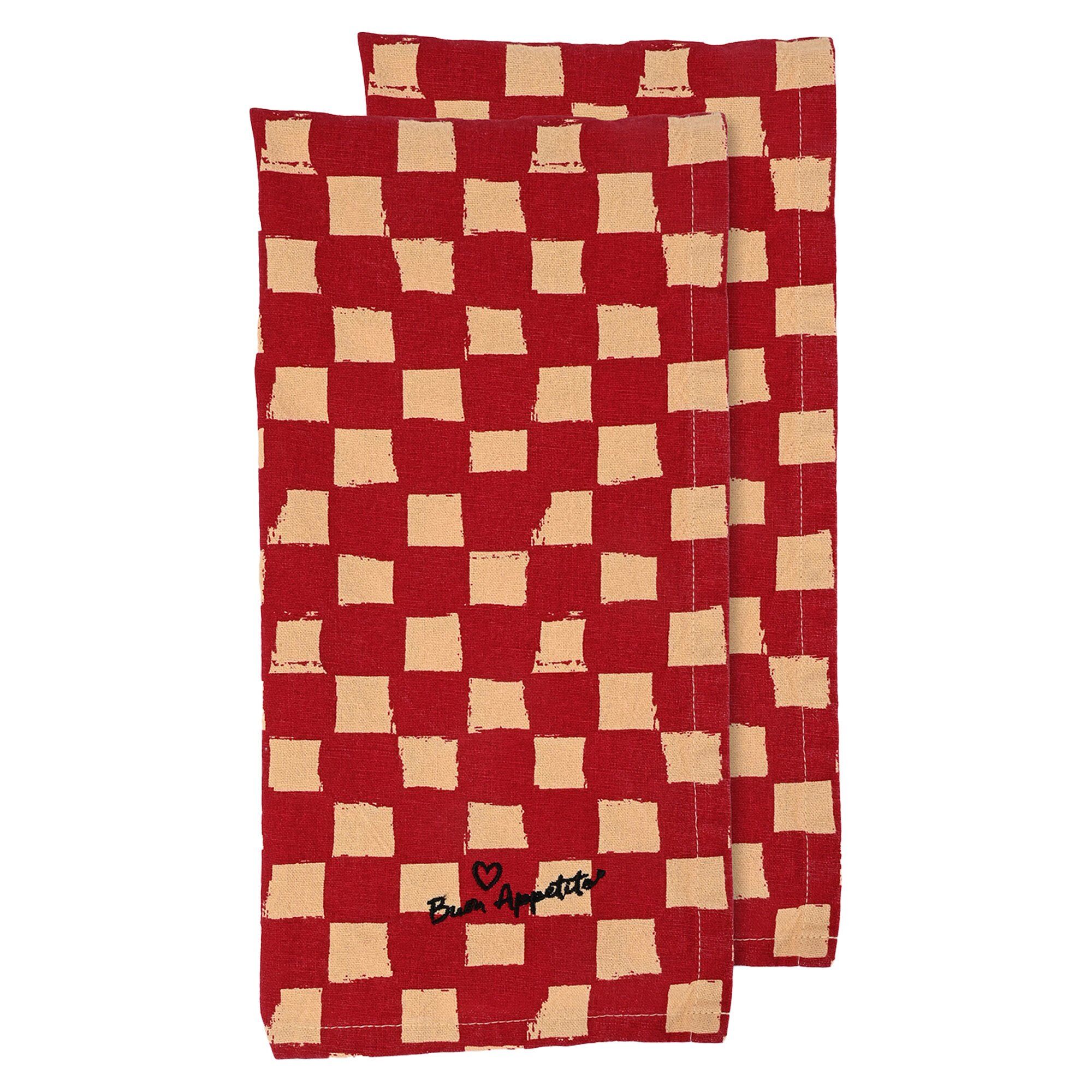 Produktfoto för Byon Love kökshandduk 50x70 cm 2-pack Röd-sand