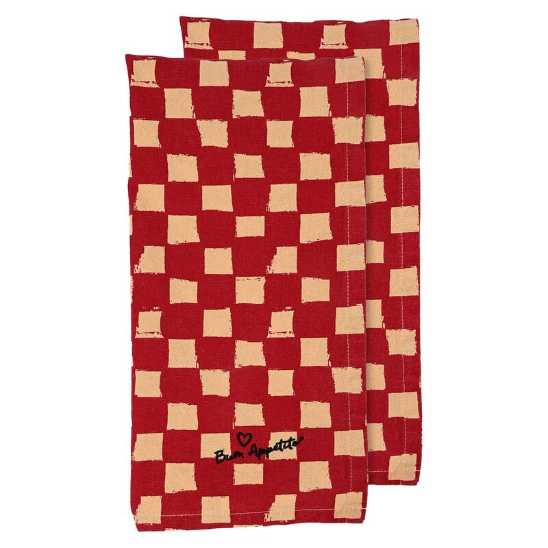 Love kökshandduk 50x70 cm 2-pack, röd/sand