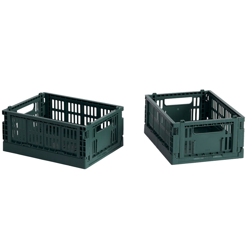 HAY Colour Crate Mini Opbevaringskasse, mørkegrøn, 2 stk.