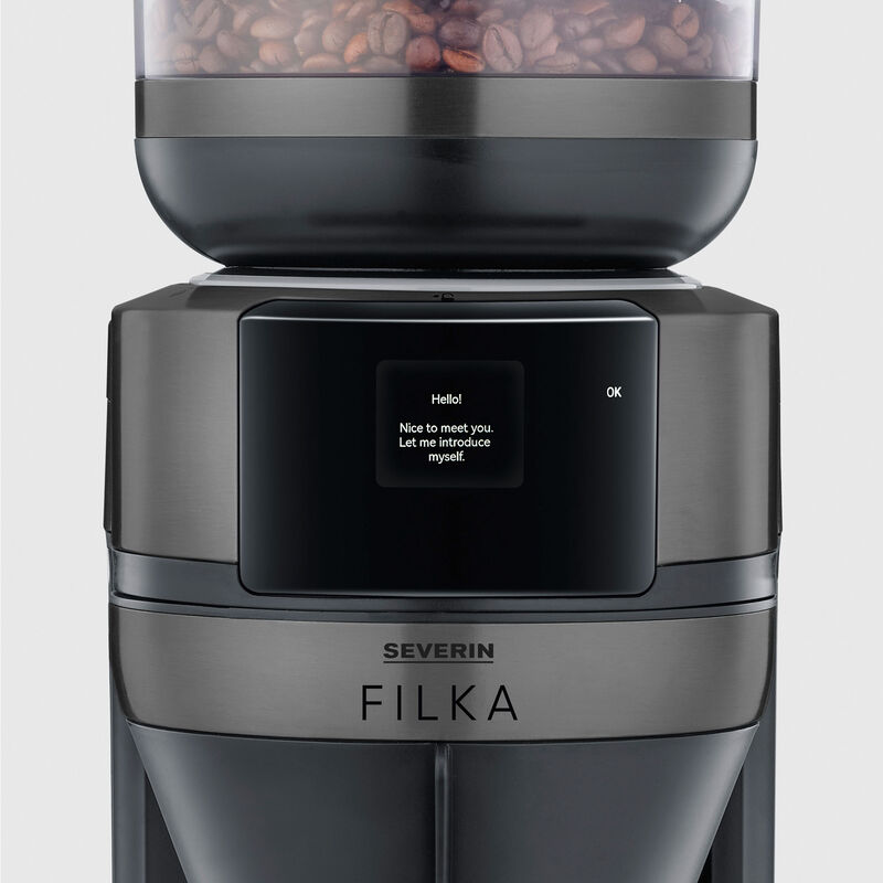 Severin FILKA kaffebryggare med glaskanna, mörk metallfinish
