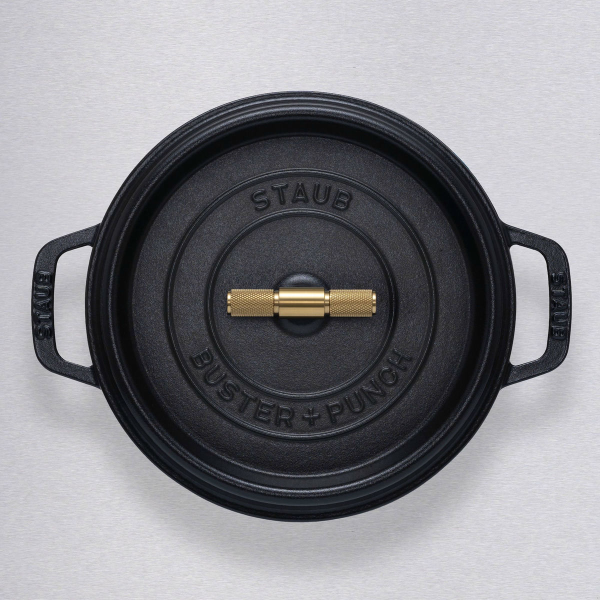 Buster+Punch rund gryte 24 cm, messingknott
