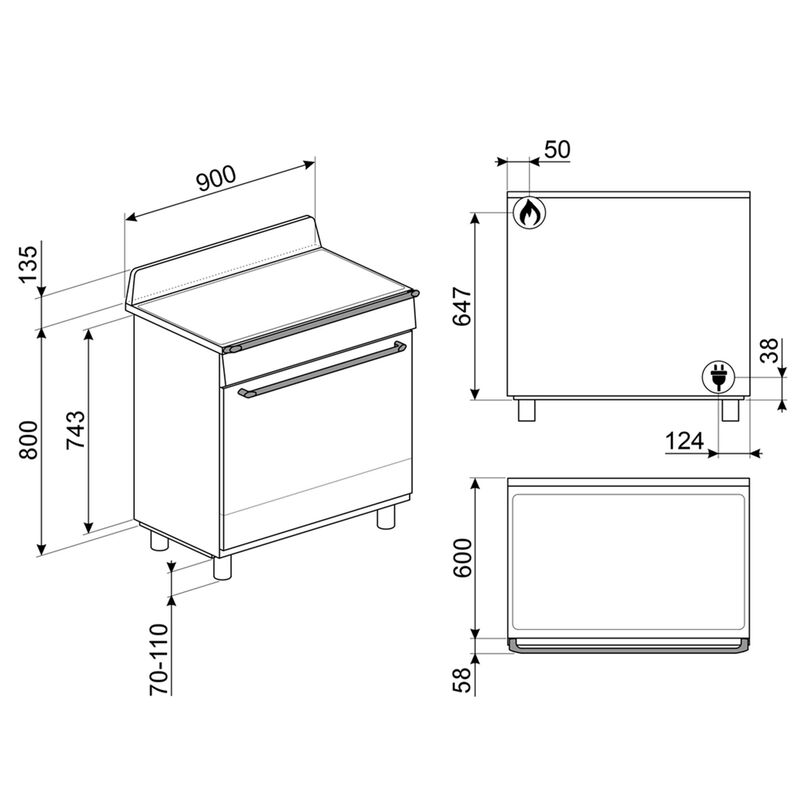 Gasskomfyr Victoria TR90GMBL 90 cm, svart