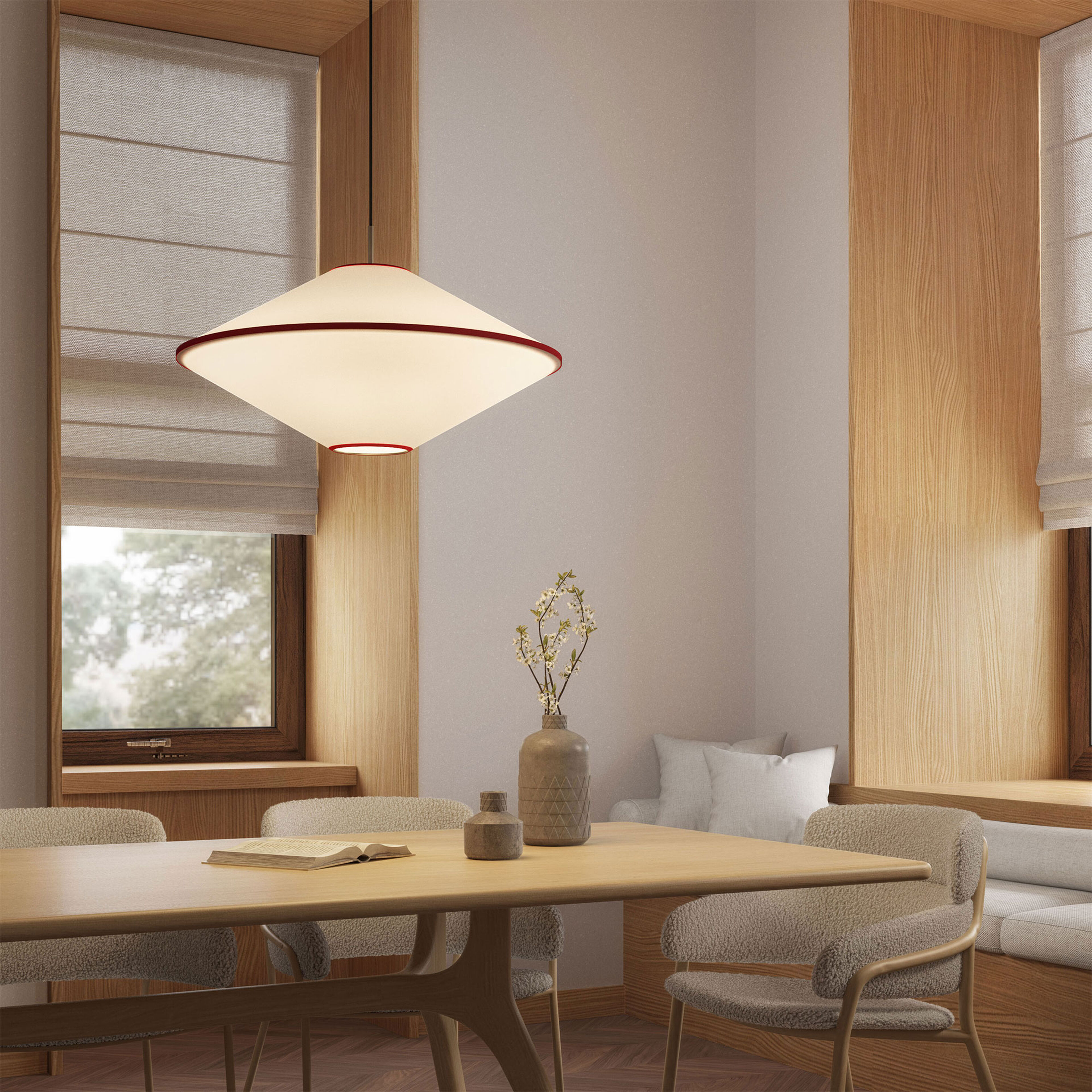 Edgeform Tafta Pendel Ø65 cm, rød/offwhite