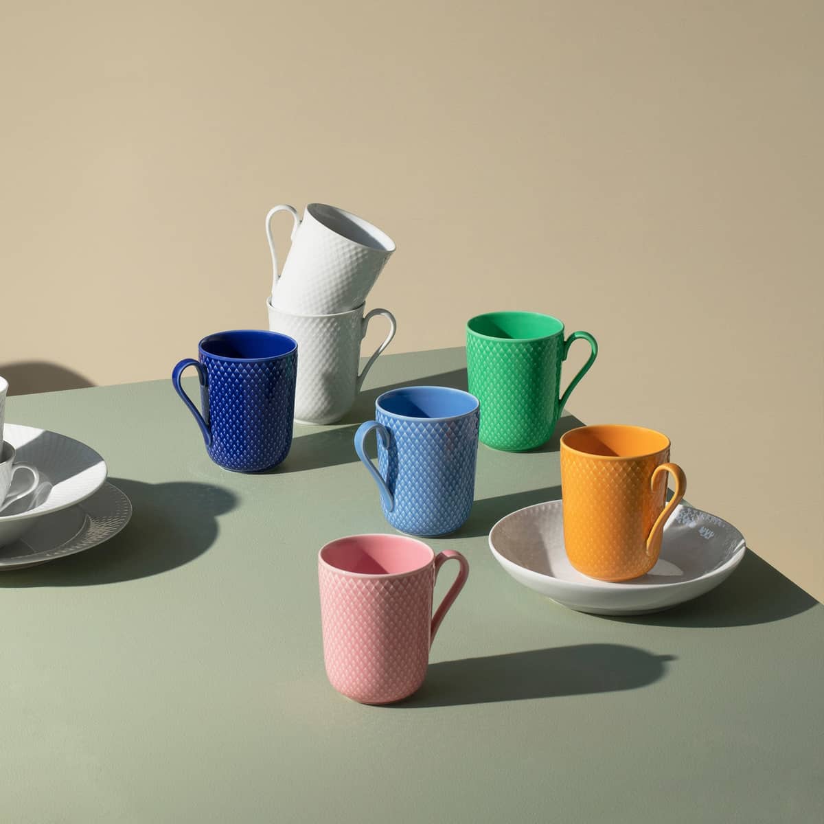 Rhombe Color krus med håndtak 33 cl, gul