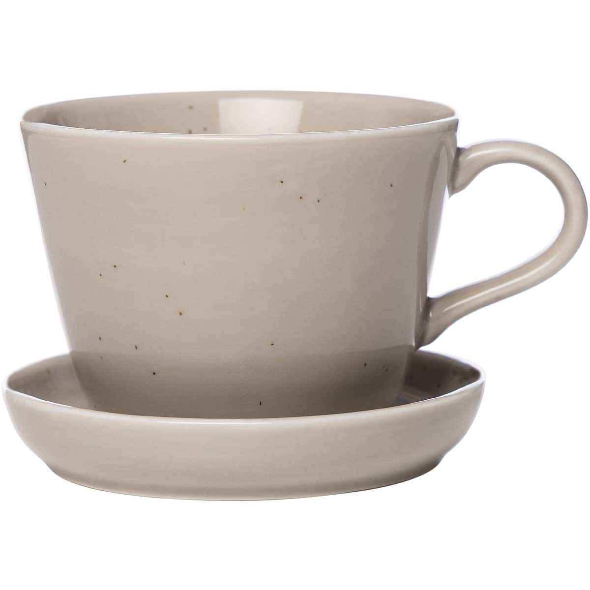 Kaffekopp med fat i porselen 20 cl, sand