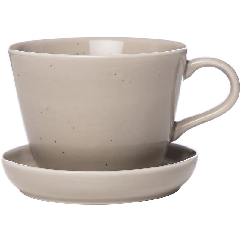 Kaffekop med underkop i porcelæn 20 cl, sand