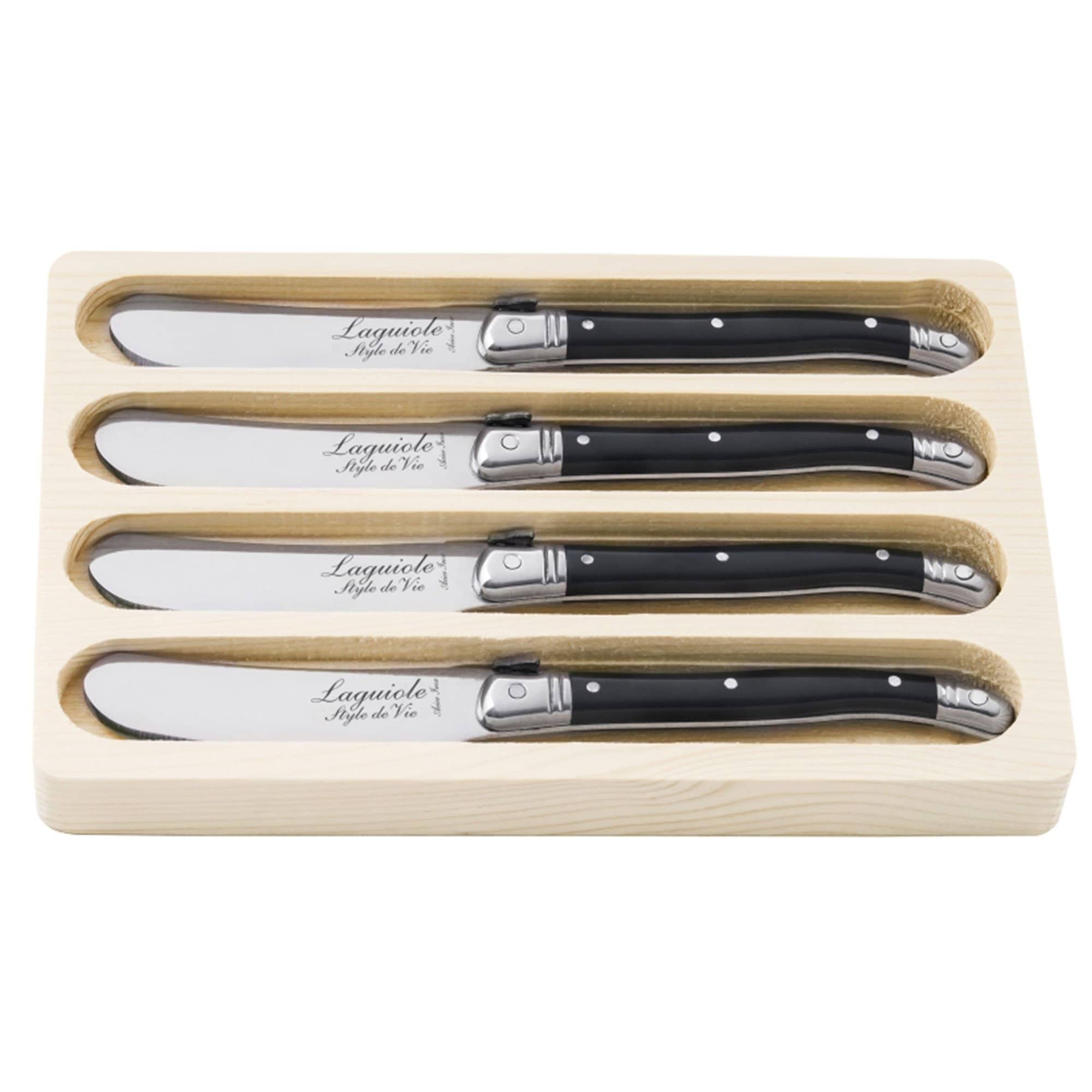Laguiole Smørkniver 4-pakning, svart