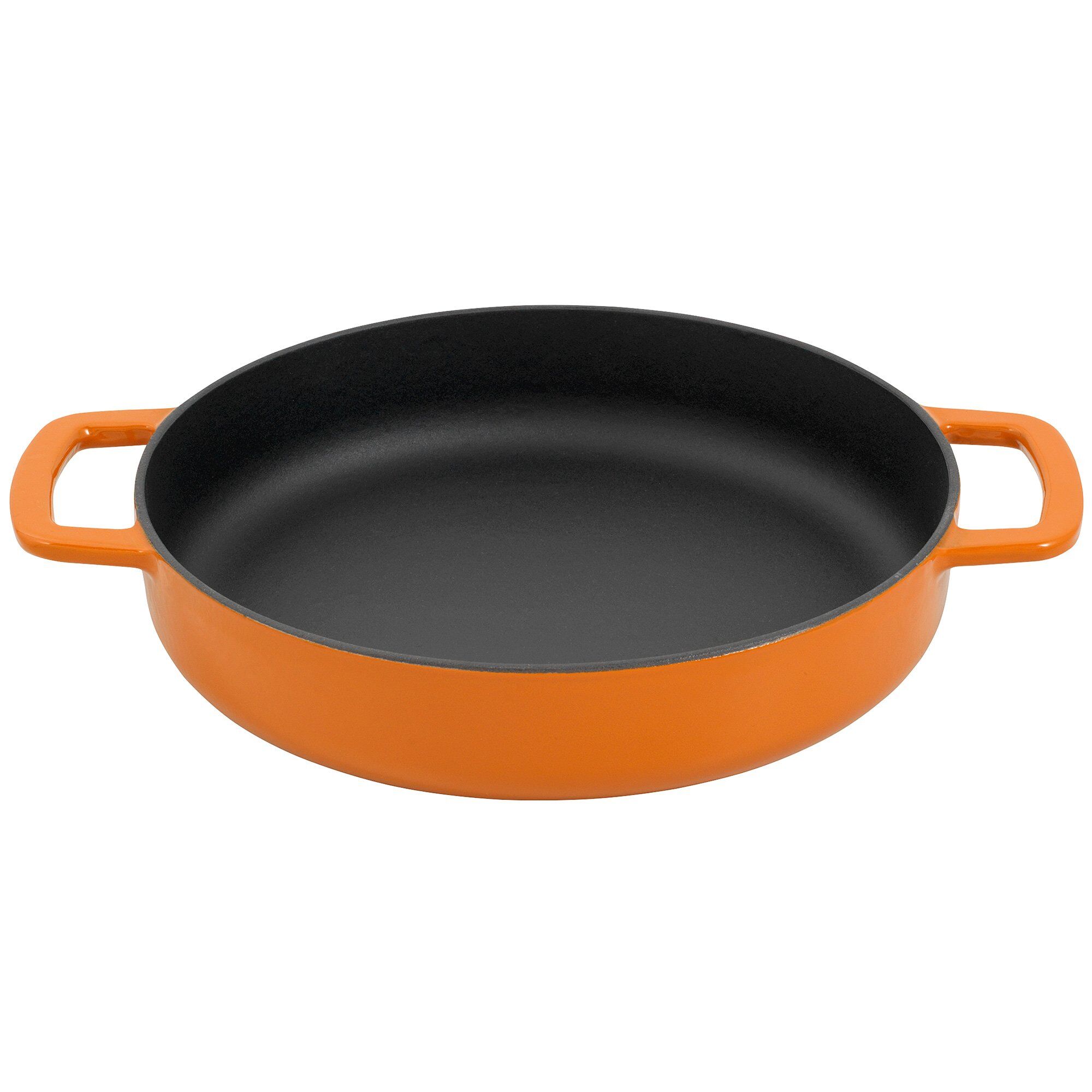 Stekepanne i støpejern med 2 håndtak, oransje, 24 cm.