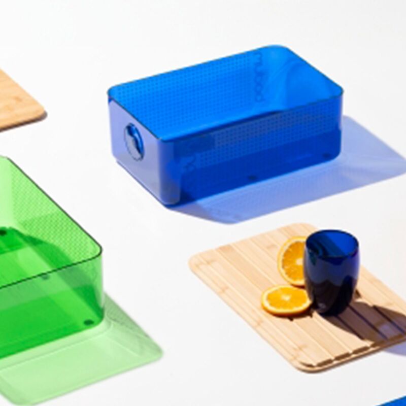 Brødboks med bambuslokk stor, blå