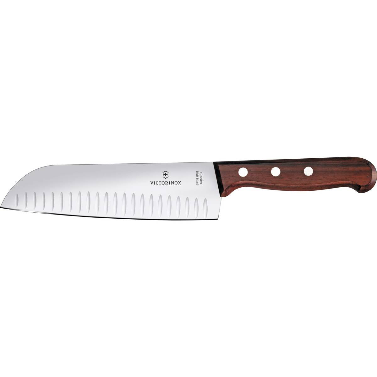 Olivenslebet santokukniv med skæfte, 17cm.