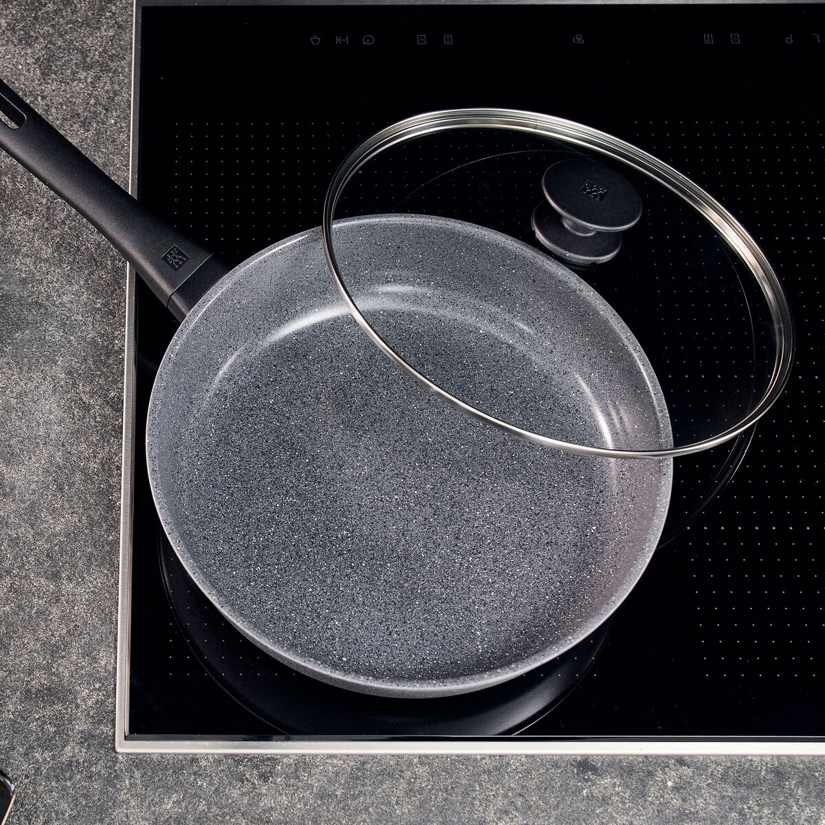 Terreno Plus sauterpande med glaslåg 28 cm, aluminium