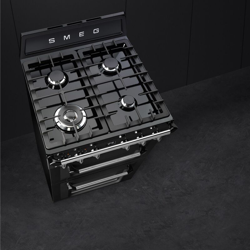 TR62BL 60 cm Victoria kaasuliesi kahdella uunilla, Musta