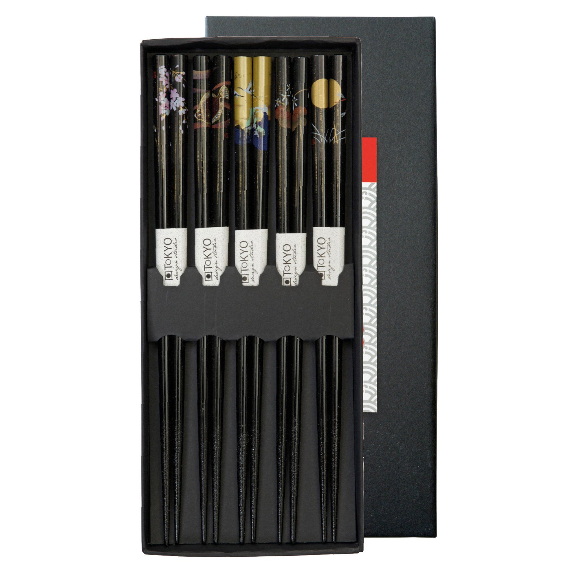 Ätpinnar 5 par, svart trä