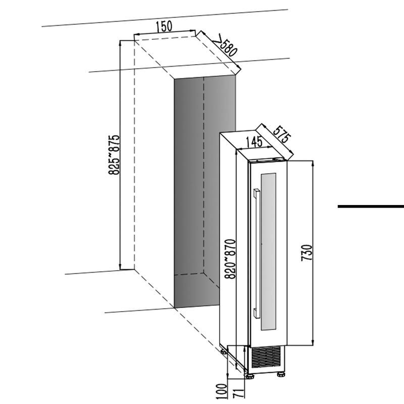 Arctic Collection 15S Fullglass Black indbygget vinkøleskab 8 flasker