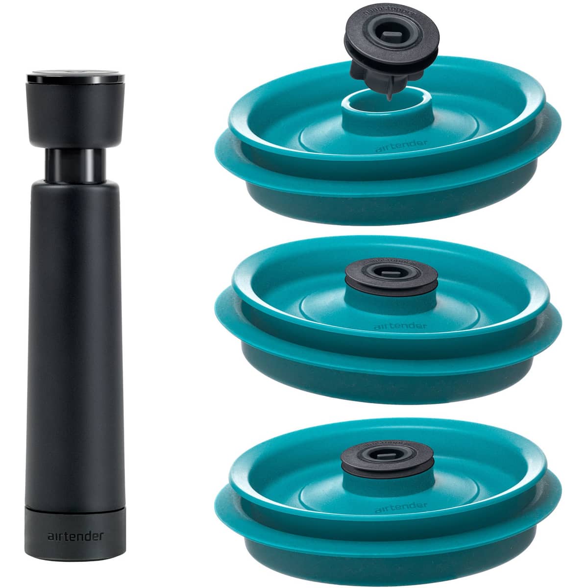 Vakuumset med pump, lock och vakuumstoppers