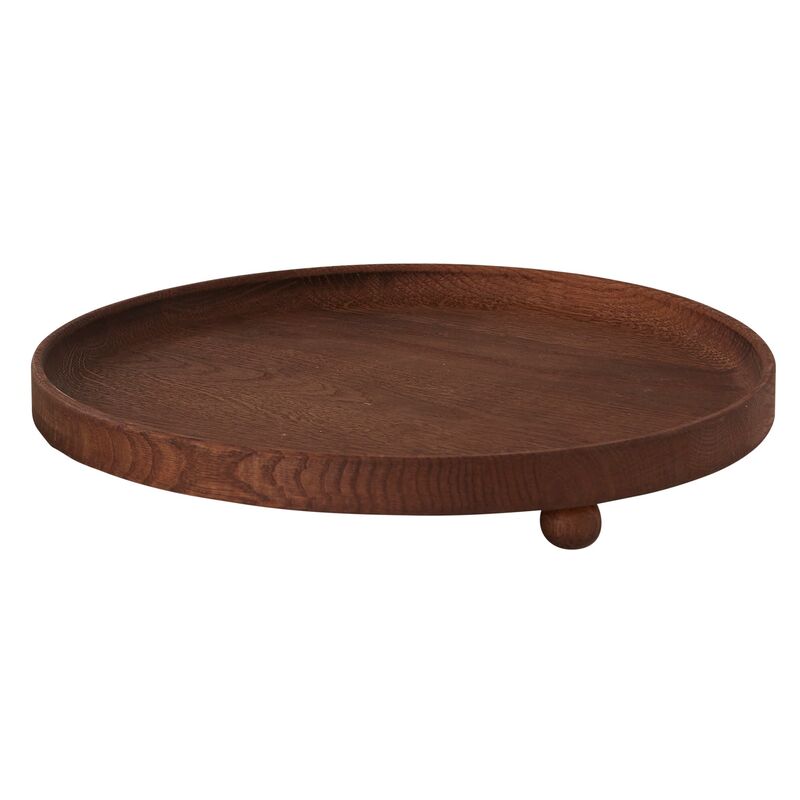 Inka rund træbakke 30 cm, dark