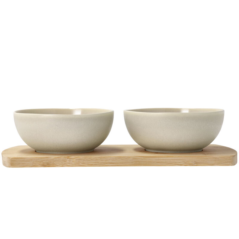 Villa Collection Shoku bambusbrett med 2 skåler 28,5x13 cm, soft beige
