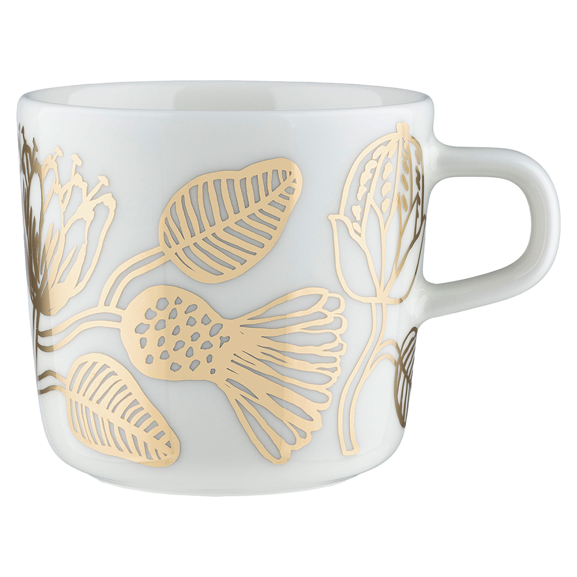Marimekko Tiara kaffekopp 2 dl, hvit/gull