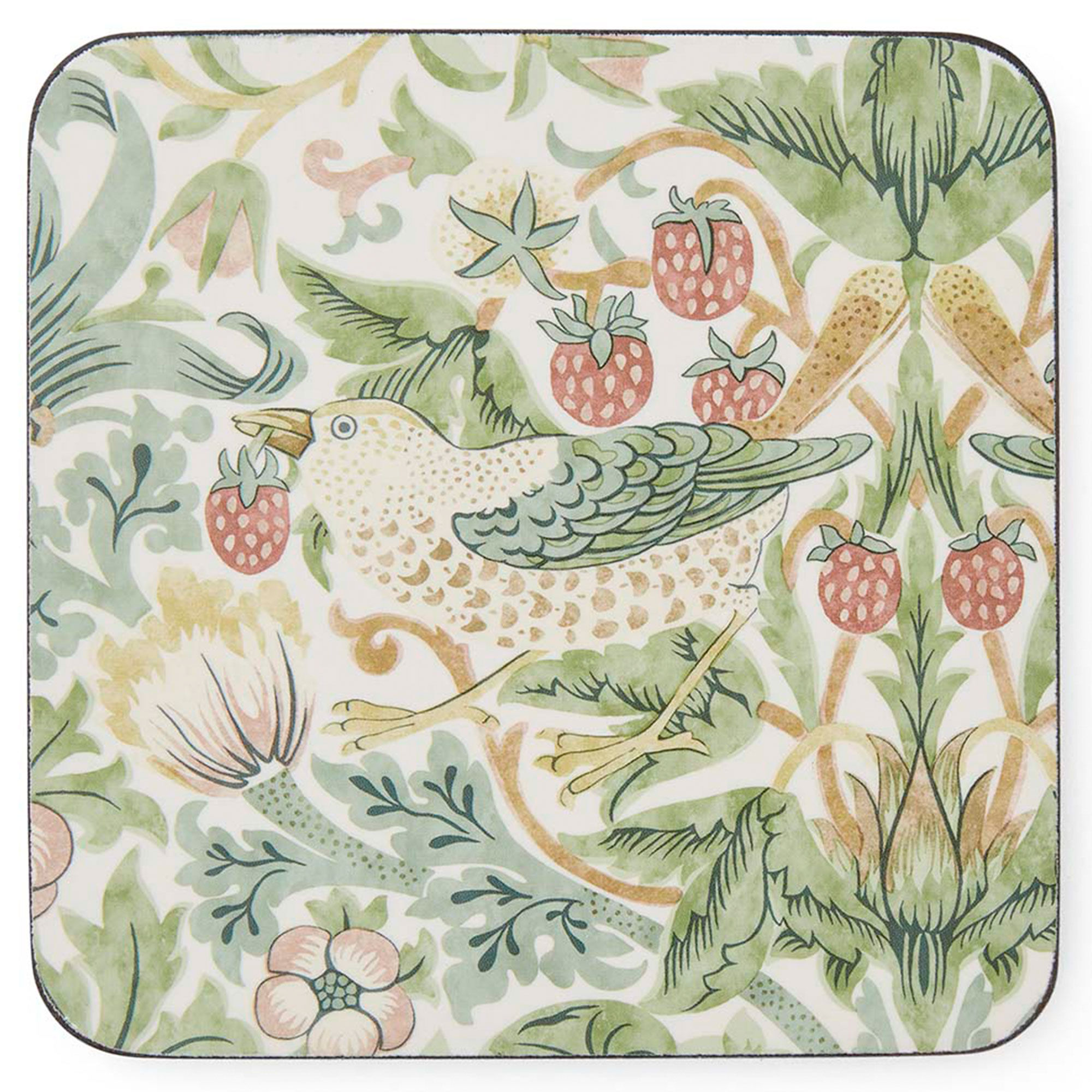 Spode Morris & Co Strawberry Thief glasunderlägg 6-pack, grön