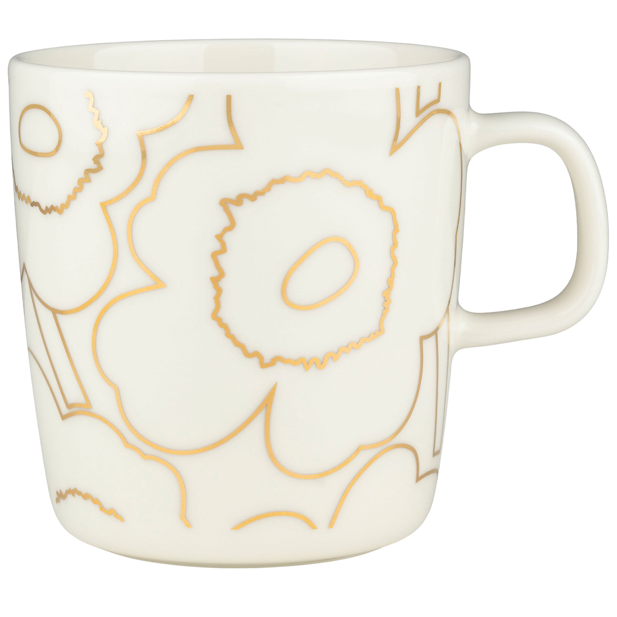 Marimekko Piirto Unikko Kop 4 dl, hvid/guld