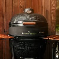 Maxi kullgrill, svart + grillmesterens rotisserie og pizzaovn