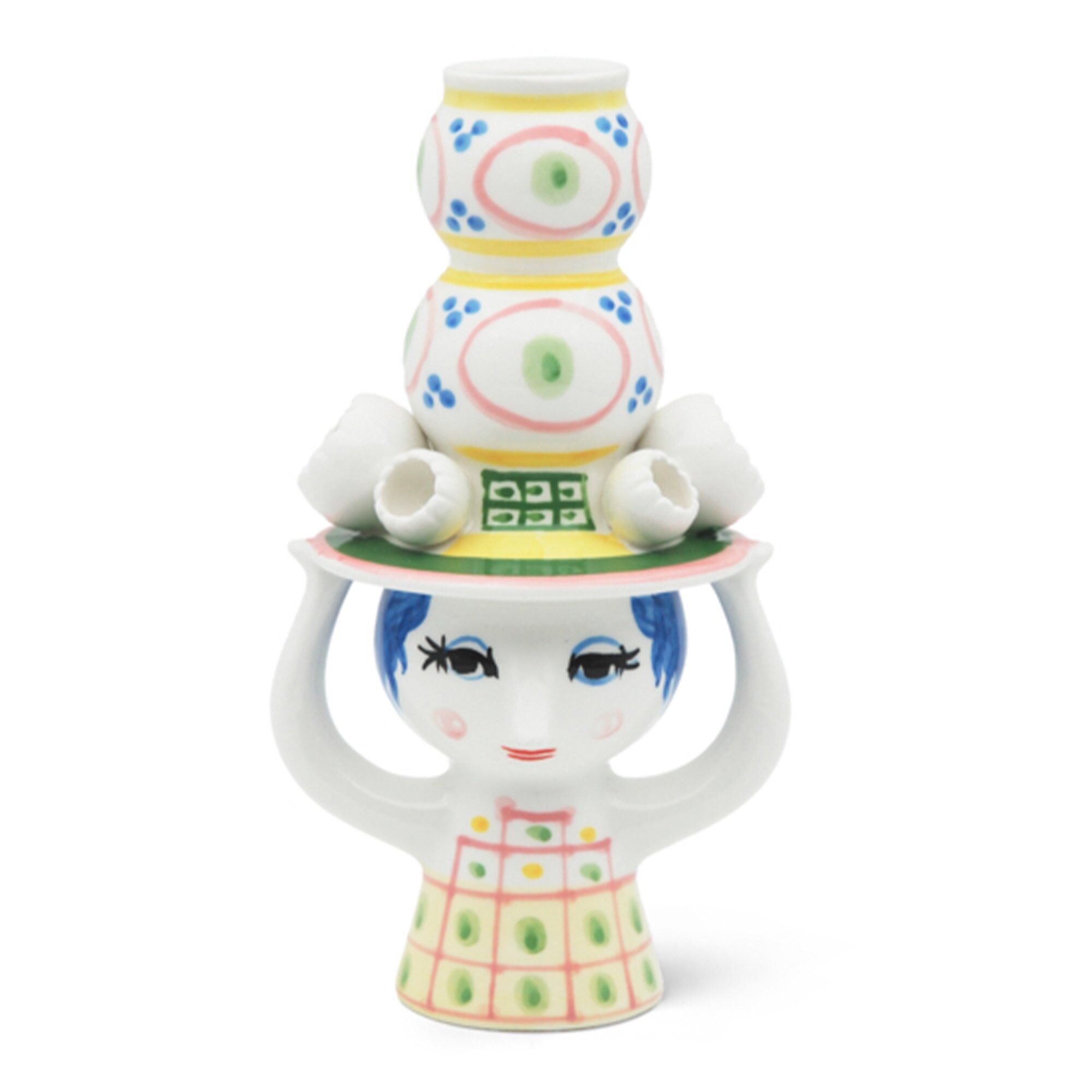 Bjørn Wiinblad - Lady with hat lysestake 16 cm pink